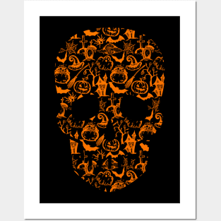 Skull Halloween Silhouette Icon Costume Posters and Art